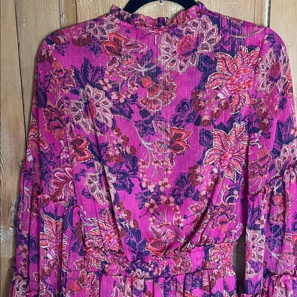 Misa Los Angeles Leeva fushia batik floral mini dress NWOT - Picture 9 of 12